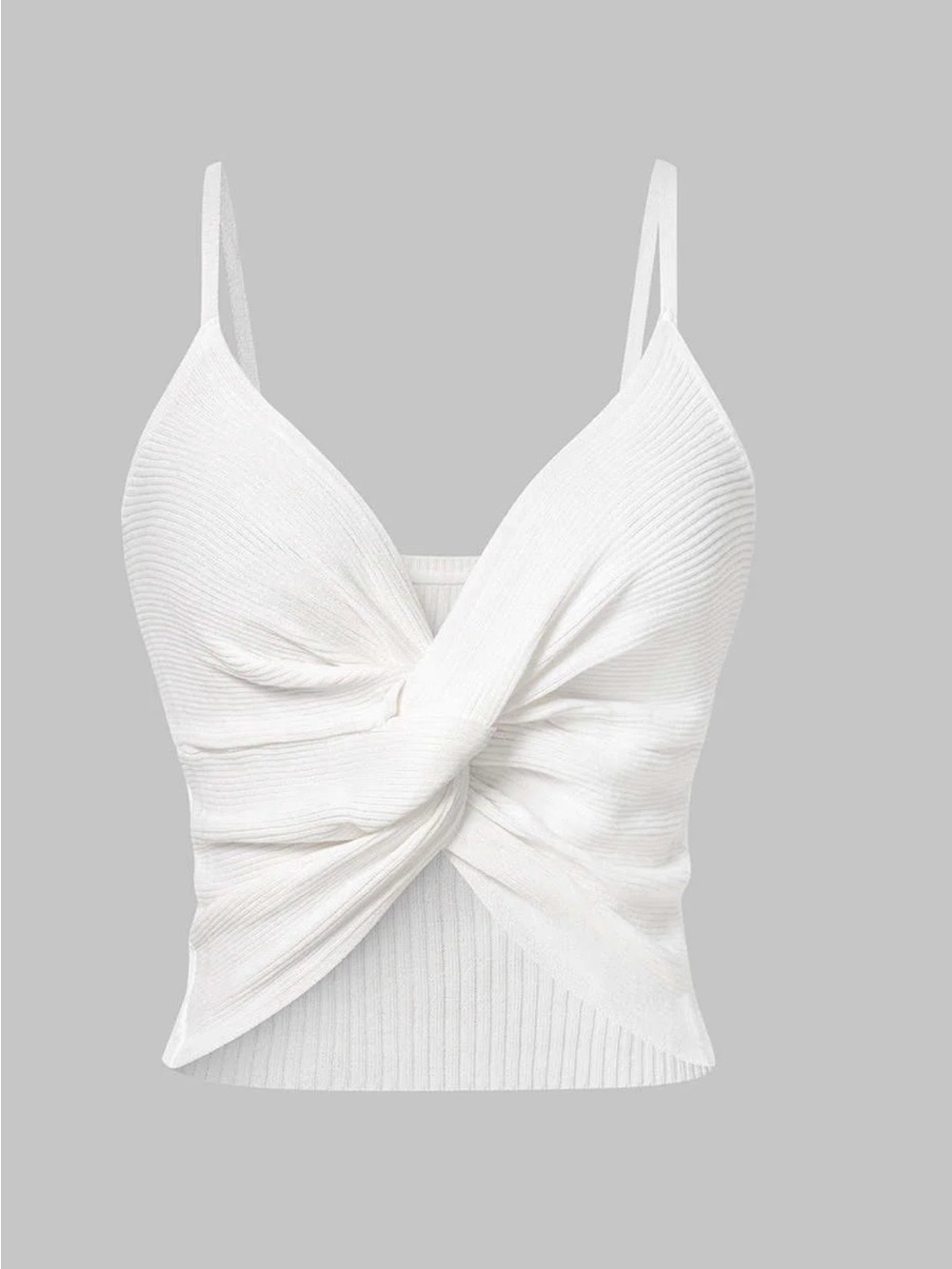 White Knotted Ribbed Cami Top - Women's Stylish Tank